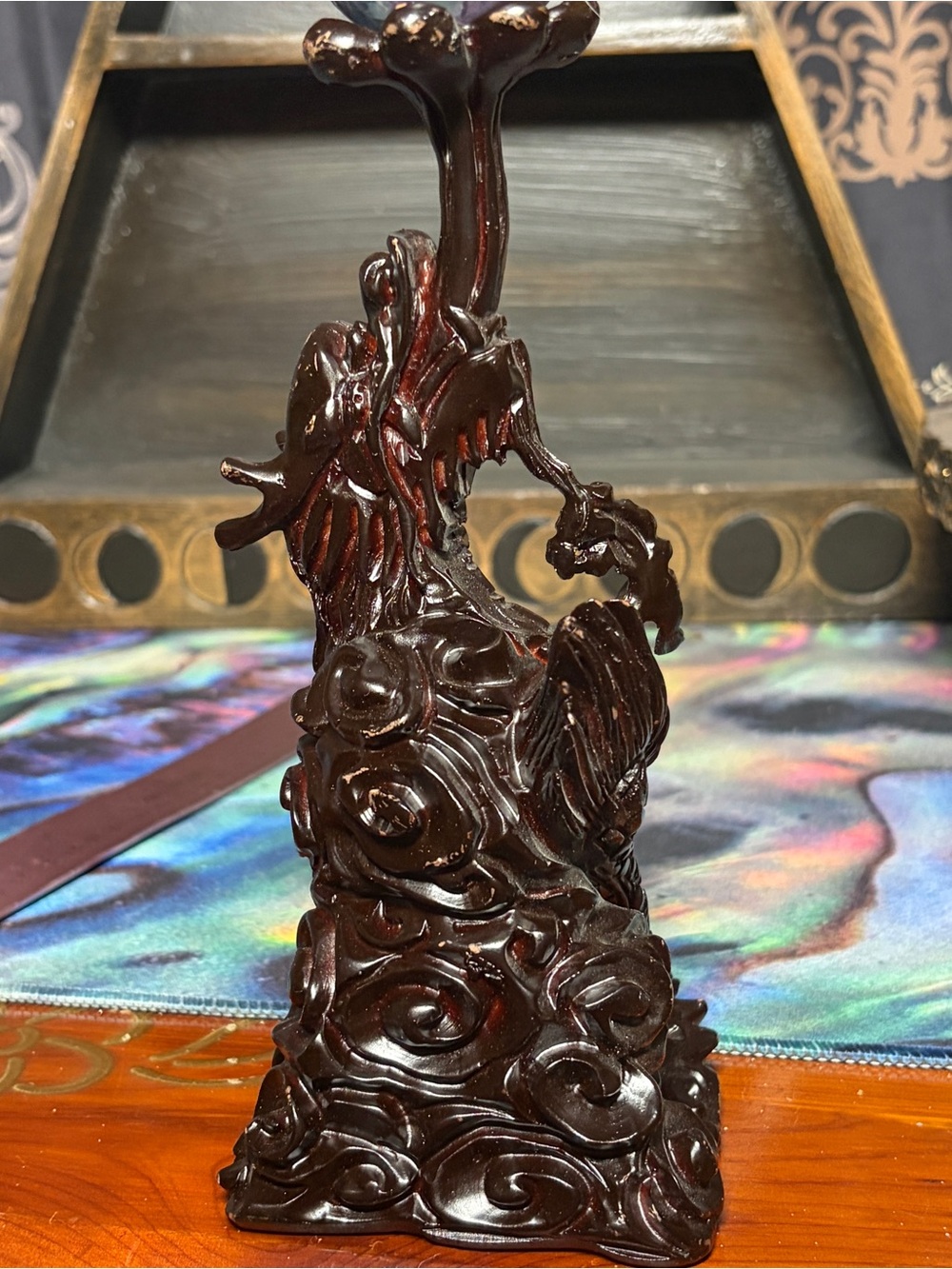 Wooden dragon crystal sphere holder